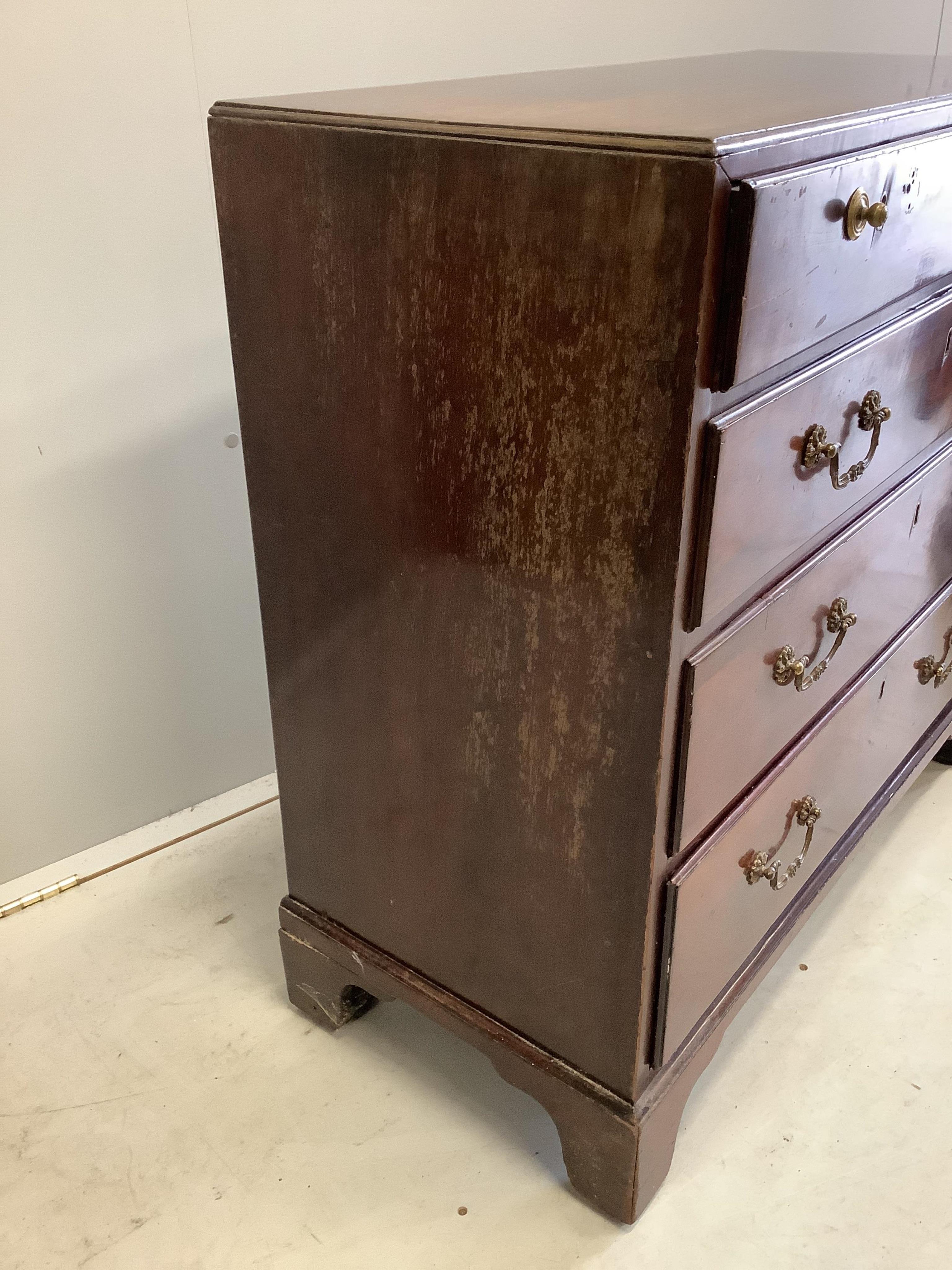 A George III caddy top mahogany chest of drawers, width 82cm, depth 38cm, height 82cm. Condition - poor to fair